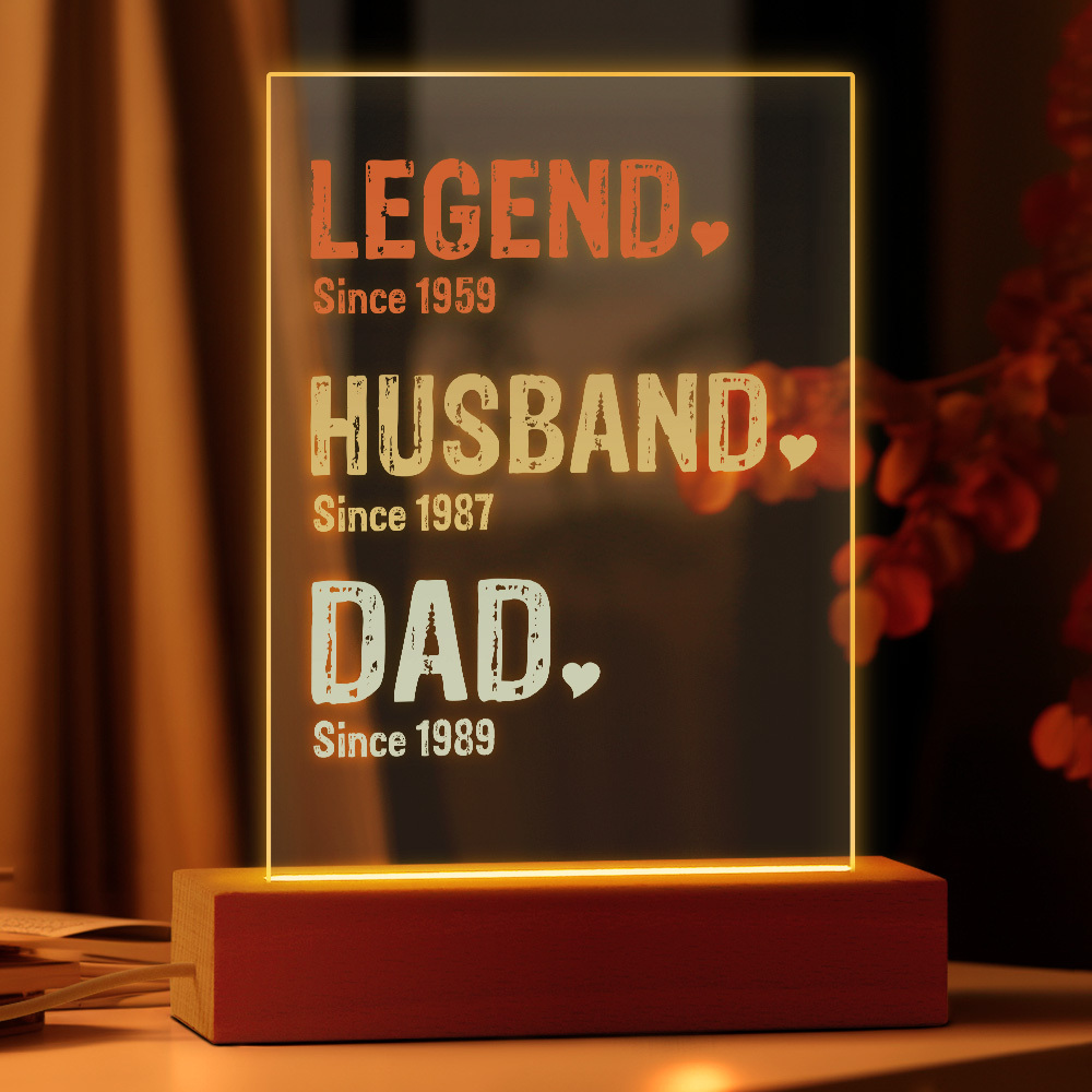 Custom Text Legend Husband Dad Timeline Night Light