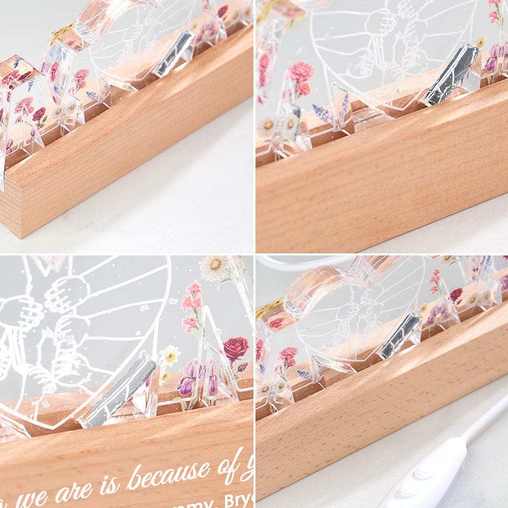 Personalized Letter Lights With Birthday Flowers Custom Text Warm Night Light Mother's Day Gift - CustWitUK