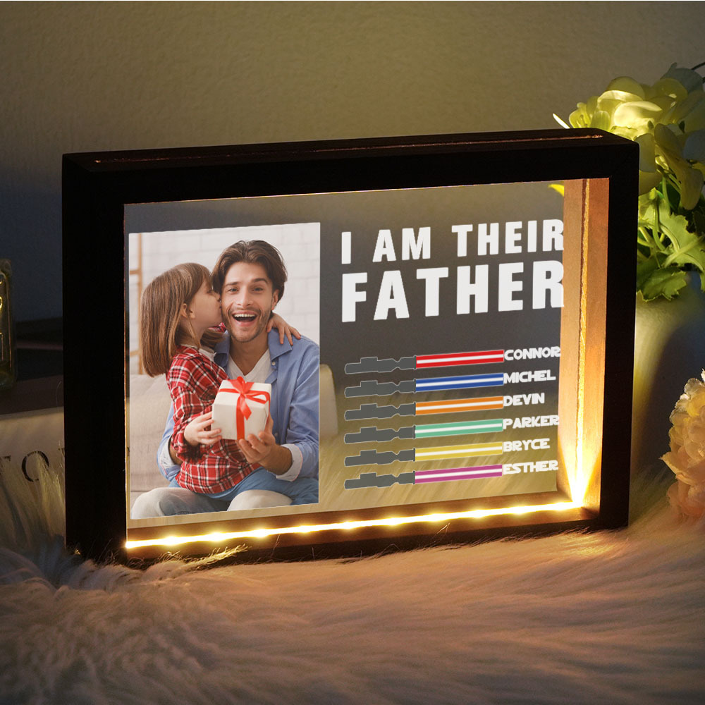 Personalized I Am Their Father Night Light Frame Box Saber Plaque Personalized Gift Father's Day Gifts - CustWitUK