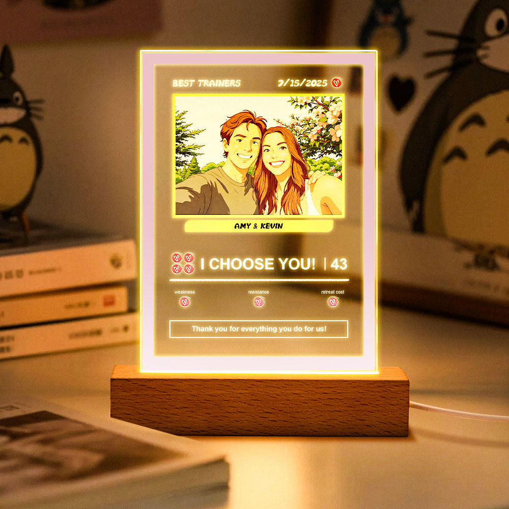Custom Acrylic Poke Card Personalized Photo and Text Lamp Plaque Night Light Romantic Gift - CustWitUK