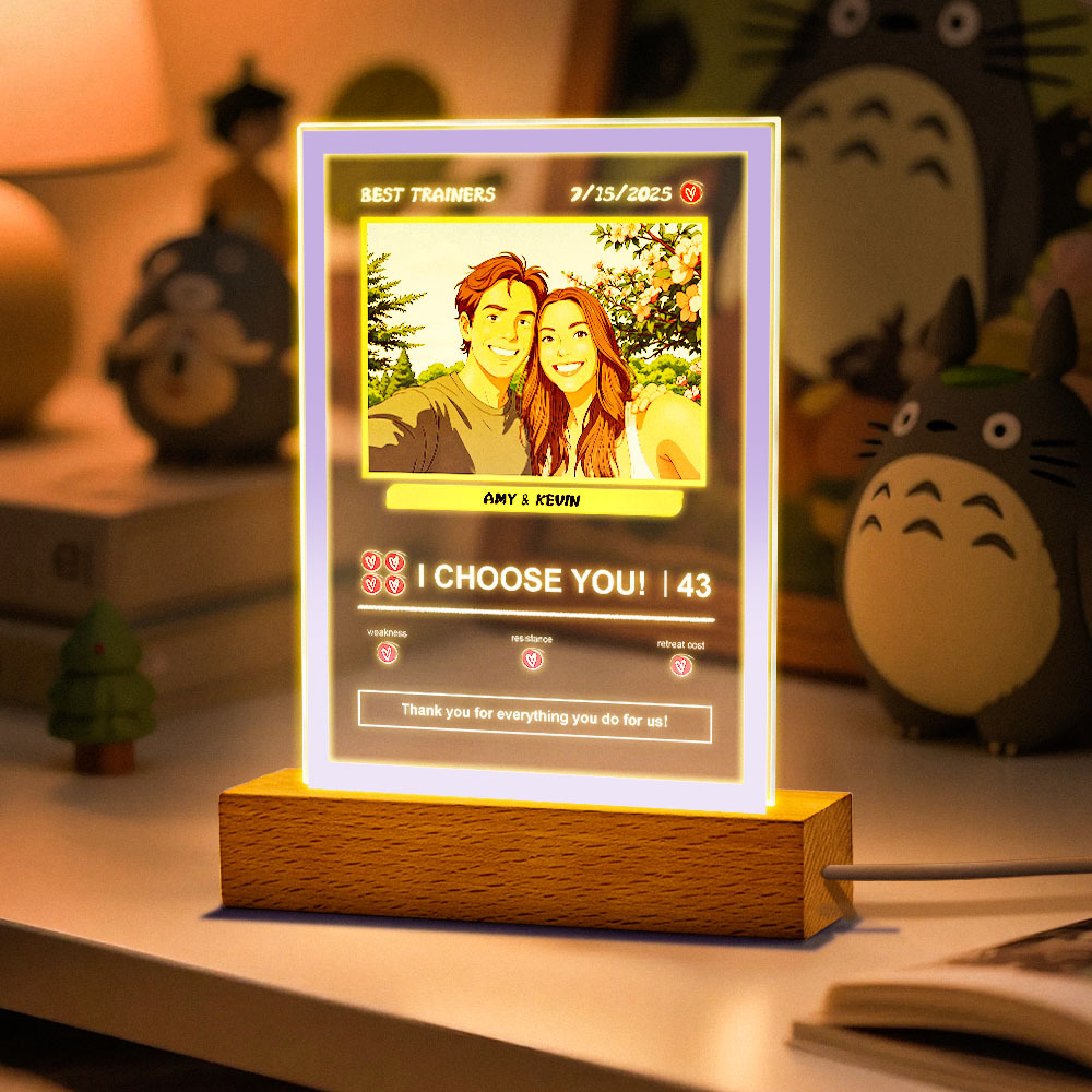 Custom Acrylic Poke Card Personalized Photo and Text Lamp Plaque Night Light Romantic Gift - CustWitUK