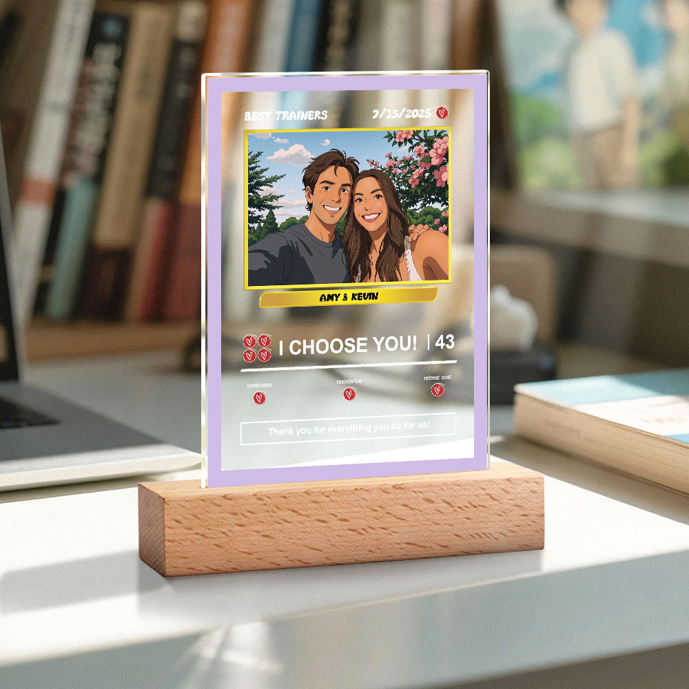 Custom Acrylic Poke Card Personalized Photo and Text Lamp Plaque Night Light Romantic Gift - CustWitUK