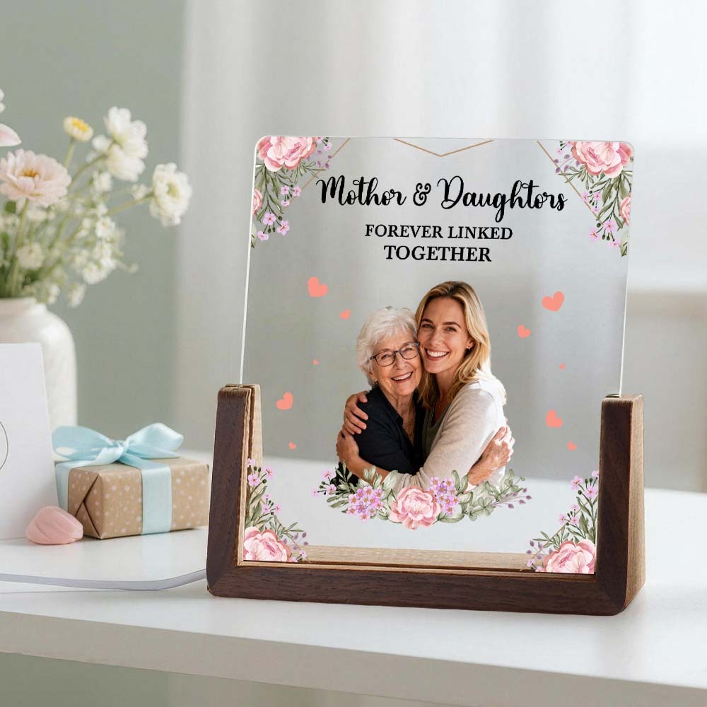 Custom Photo Acrylic LED Night Light – Personalized Mother's Day Gift for Mom - CustWitUK