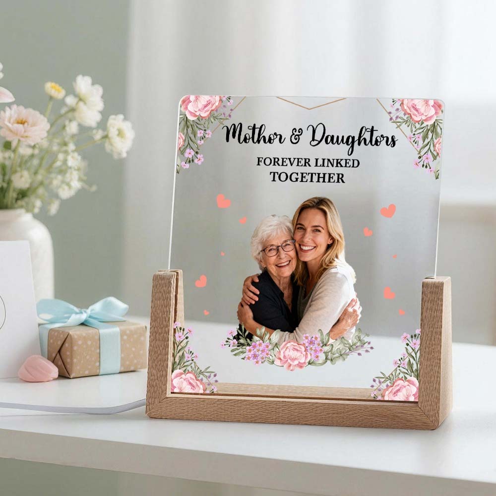 Custom Photo Acrylic LED Night Light – Personalized Mother's Day Gift for Mom - CustWitUK