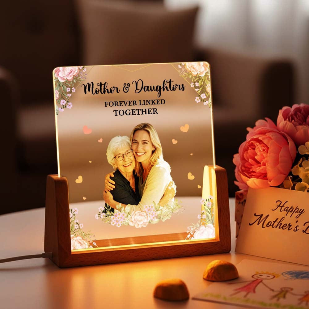 Custom Photo Acrylic LED Night Light – Personalized Mother's Day Gift for Mom - CustWitUK