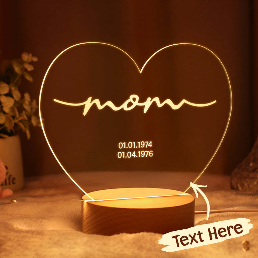 Gift Idea for Mum Night Light for Mommy Personalised Gift for Mum Mother's Day gift Custom Mom Present - CustWitUK