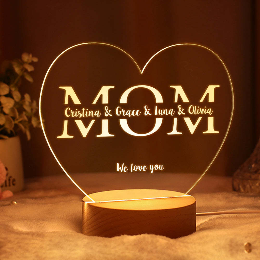 Gift Idea for Mum Night Light for Mommy Personalised Gift for Mum Mother's Day gift Custom Mom Present - CustWitUK