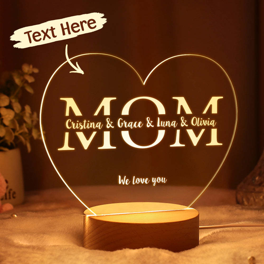 Gift Idea for Mum Night Light for Mommy Personalised Gift for Mum Mother's Day gift Custom Mom Present - CustWitUK