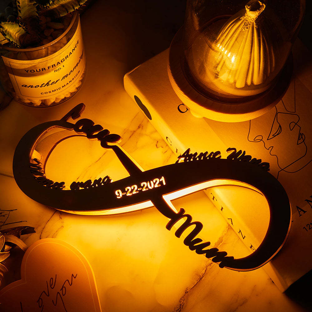 Custom Wooden Nightlight Mother's Day Gift Name Sign Personalised Name Lamp Infinity Gift For Mum - CustWitUK