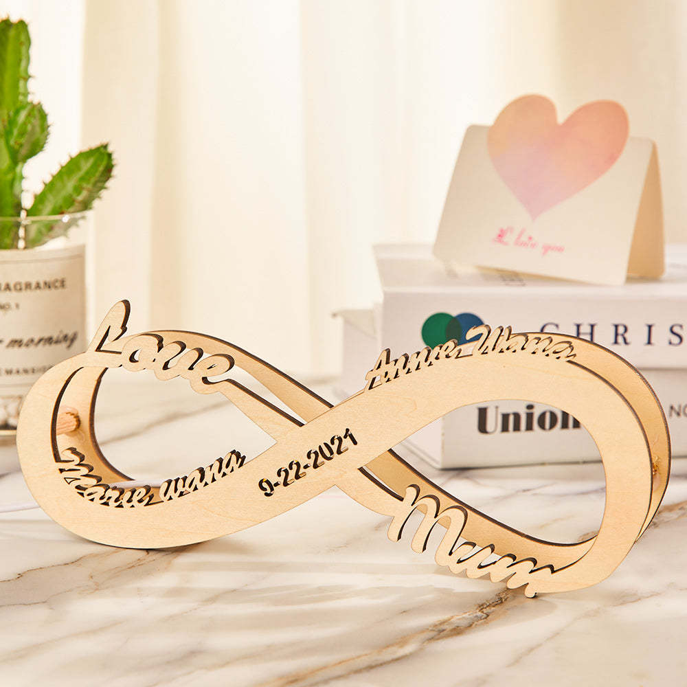 Custom Wooden Nightlight Mother's Day Gift Name Sign Personalised Name Lamp Infinity Gift For Mum - CustWitUK