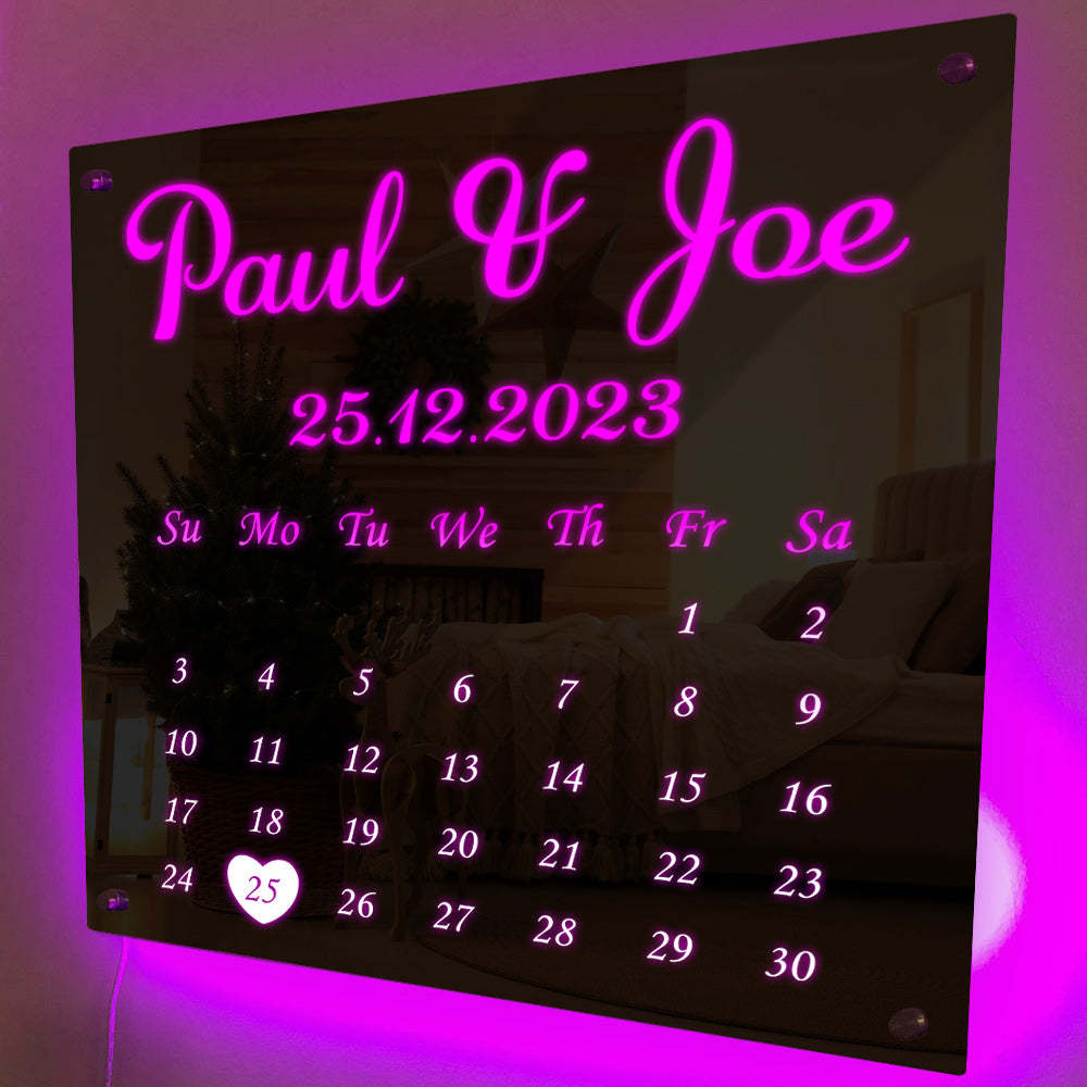 Personalized Mirror Light Custom Date Couple Gift - CustWitUK