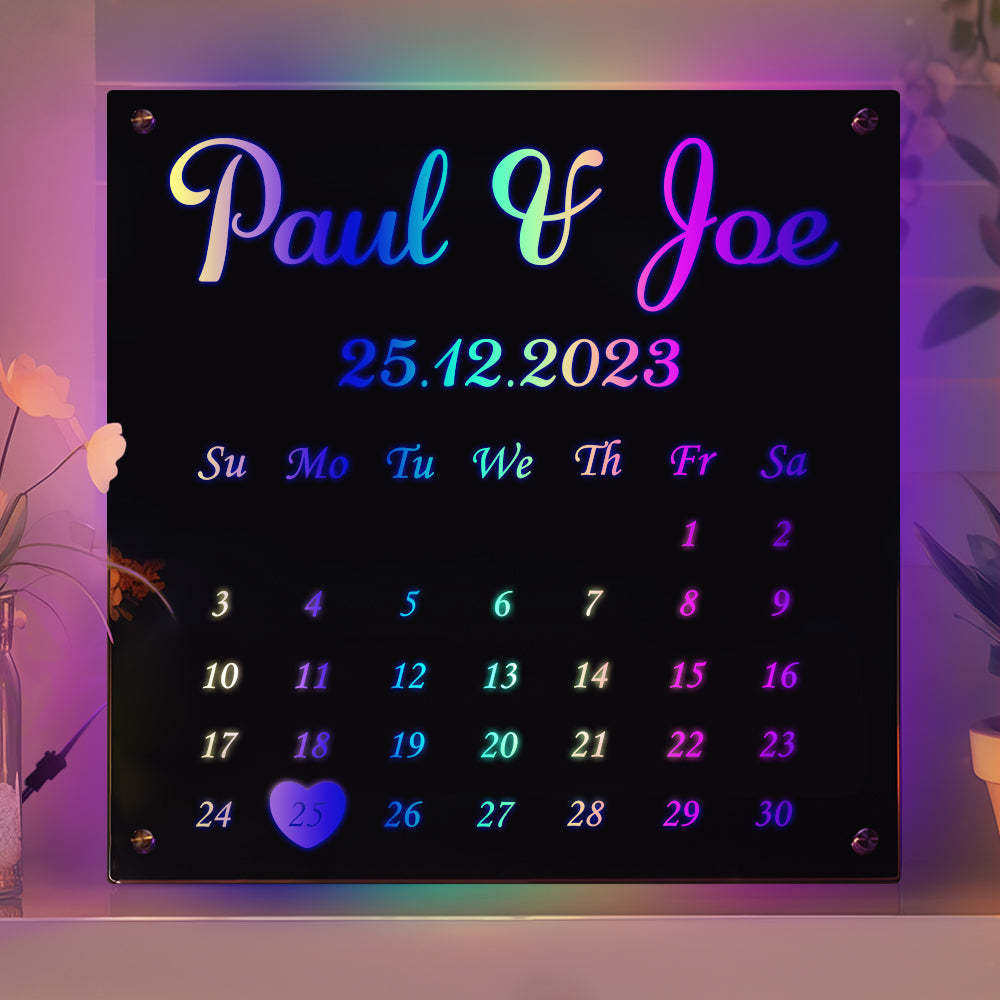 Personalized Mirror Light Custom Date Couple Gift - CustWitUK