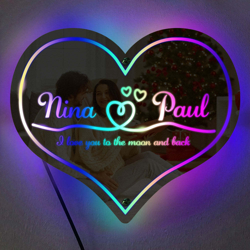 Personalized Mirror Light Heart Marquee Wedding Gifts - CustWitUK