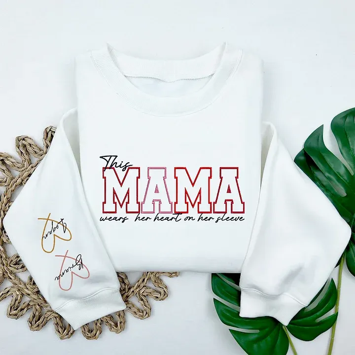 Personalized Mum Sweatshirt Heart On Sleeve Mother's Day Gift for Mum