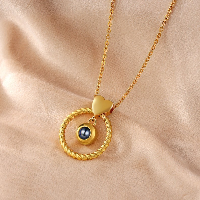 Custom Photo Projection Necklace Memorial Picture Jewelry Pet Family Photo Necklace Wedding Birthday Graduation Gift for Her - CustWitUK