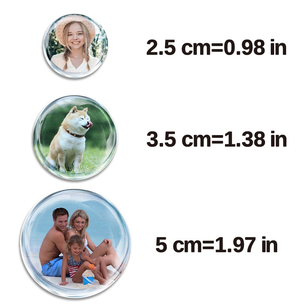 Personalized Glass Photo Magnets Custom Round Fridge Magnets Set of 5 Gift for Family & Friends