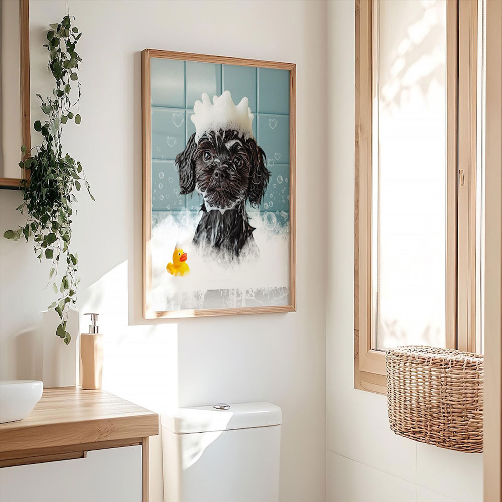 Custom Pet Portrait From Photo, Guestroom Wall Art, Funny Bathroom Art - CustWitUK
