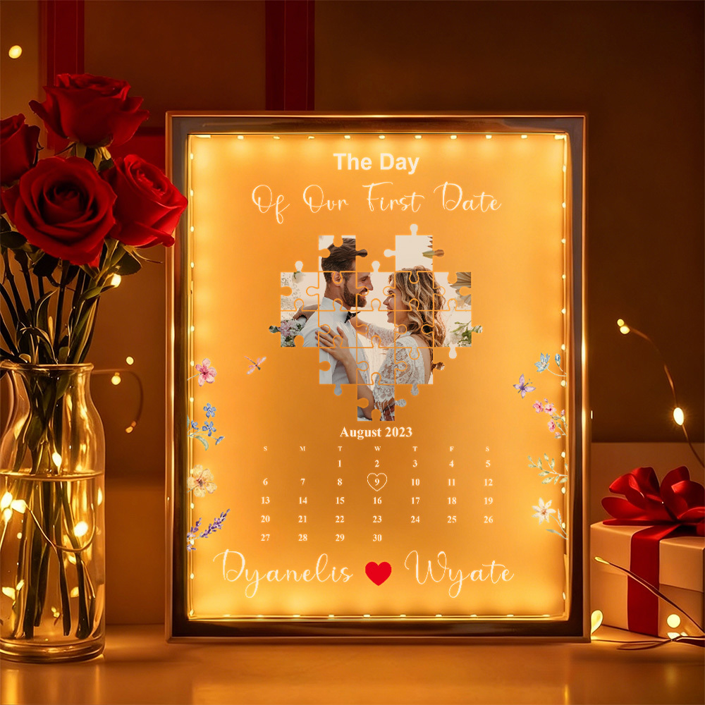 Personalized Missing Piece Mirror Light, Hidden Reflection Gift for Couple, Anniversary, Valentine’s Day
