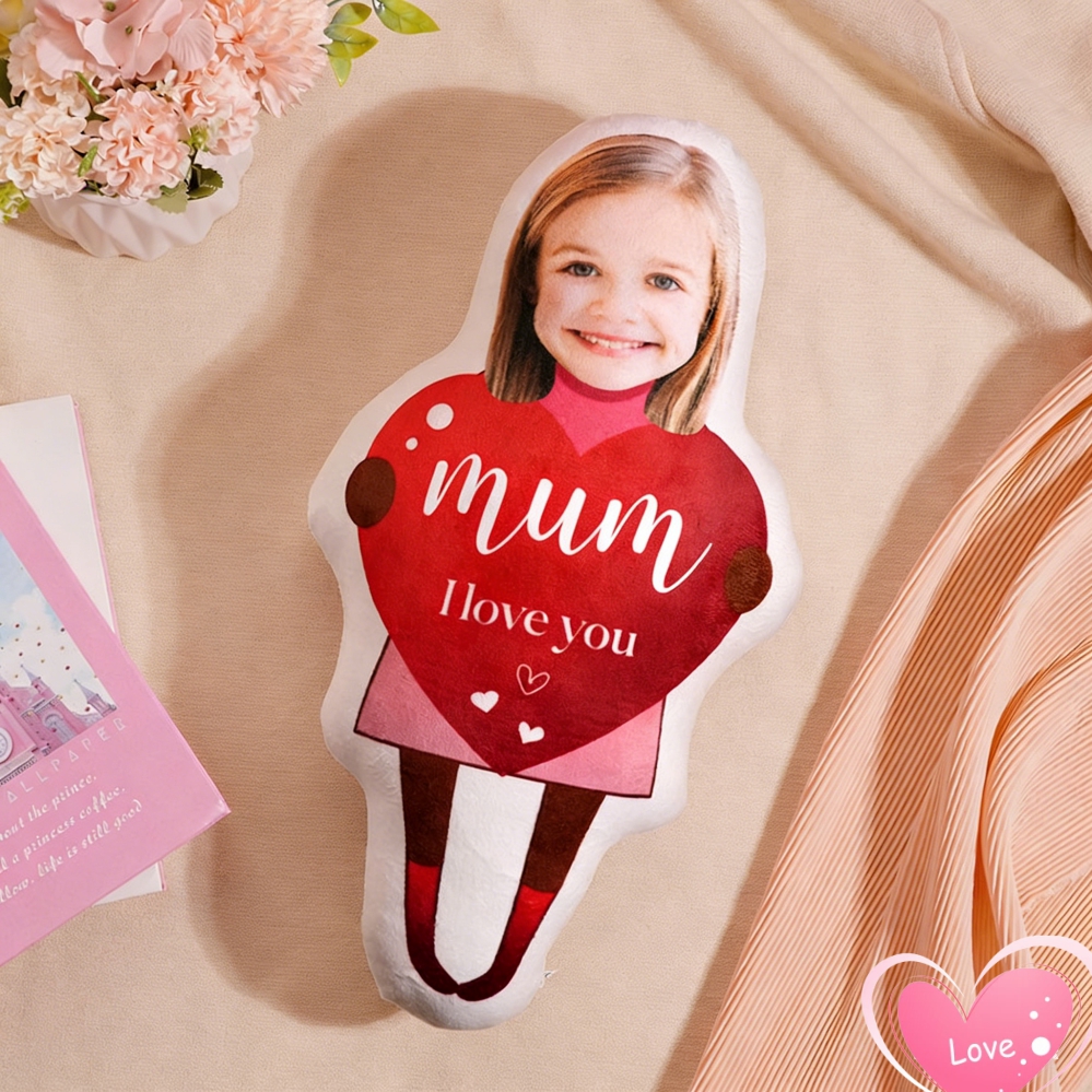 Mum I Love You Pillow Personalized Face Photo Pillow Minime Pillow Fun Mother's Day Gifts for Mum