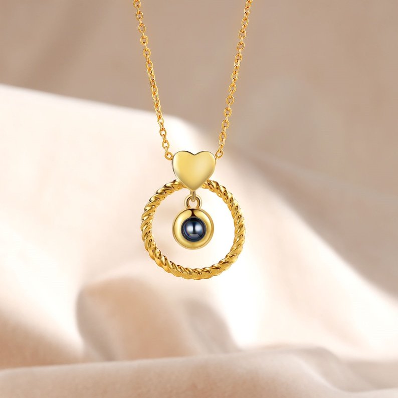 Custom Photo Projection Necklace Memorial Picture Jewelry Pet Family Photo Necklace Wedding Birthday Graduation Gift for Her - CustWitUK