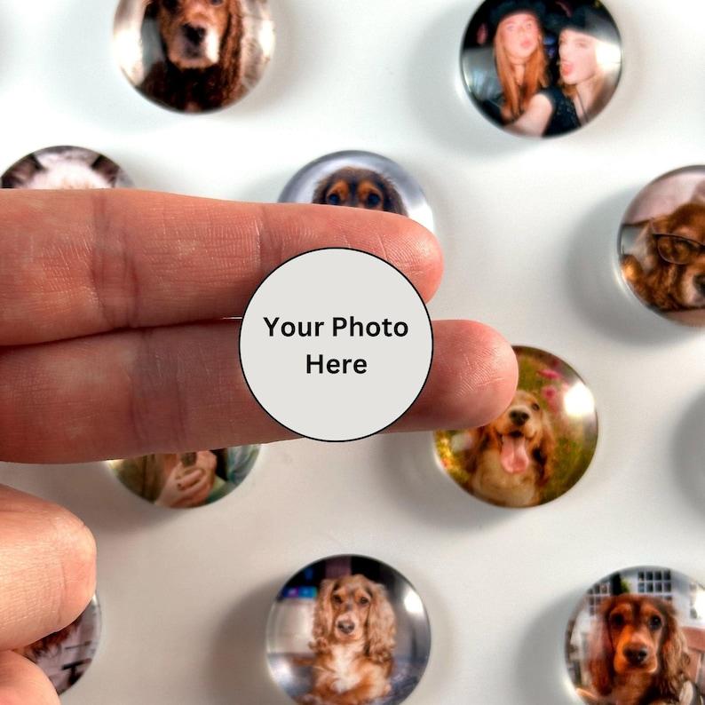 Personalized Glass Photo Magnets Custom Round Fridge Magnets Gift for Family & Friends