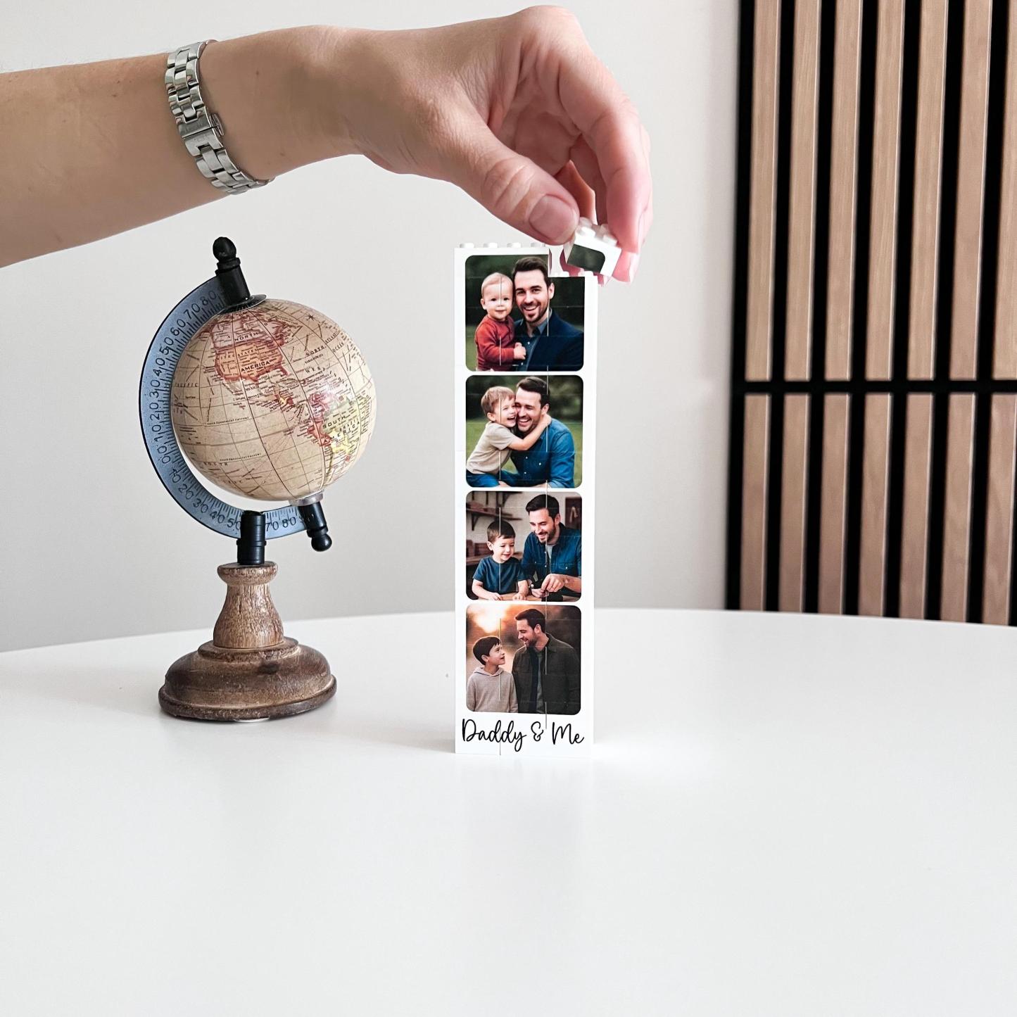 Personalised Daddy & Me Building Brick Photo Block, Gift for Dad, Puzzle, Grandad, Grandpa, Birthday Gift, Father's Day Gift Idea