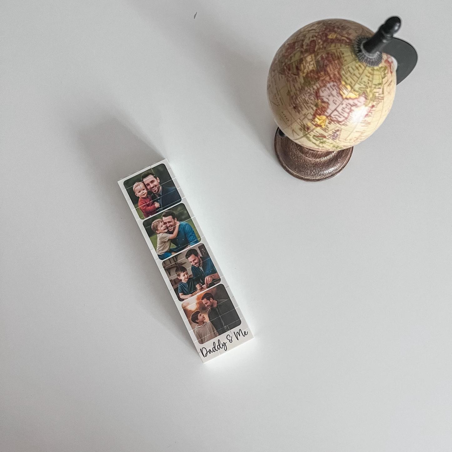Personalised Daddy & Me Building Brick Photo Block, Gift for Dad, Puzzle, Grandad, Grandpa, Birthday Gift, Father's Day Gift Idea