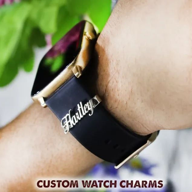 Personalized Apple Watch Charms - Watch Name Band - Watch Bar Name Charm - Rose Gold Silver Name Tag - Valentine's Day Gift - Gift for Her - CustWitUK