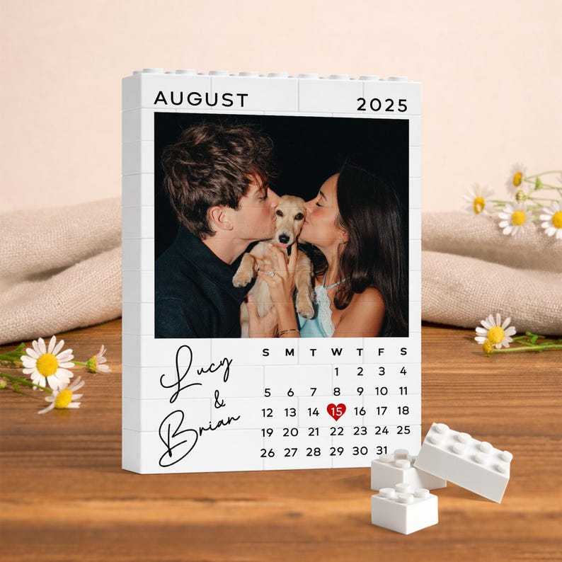 Custom Photo Building Blocks for Couples, Calendar Block Valentine's Day Gift, Couple Gift, Anniversary Gift