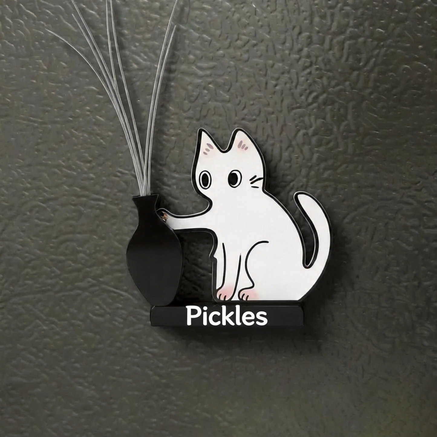 Handmade Cat Whisker Collector – Acrylic Magnetic Fridge Holder | Mini Keepsake, Pet Memorial Keepsake, Gift for Cat Lovers - CustWitUK