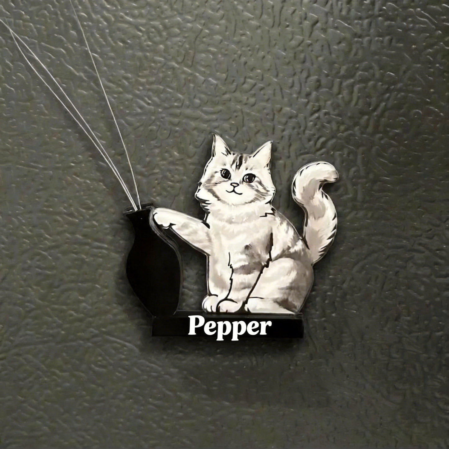 Handmade Cat Whisker Collector – Acrylic Magnetic Fridge Holder | Mini Keepsake, Pet Memorial Keepsake, Gift for Cat Lovers - CustWitUK