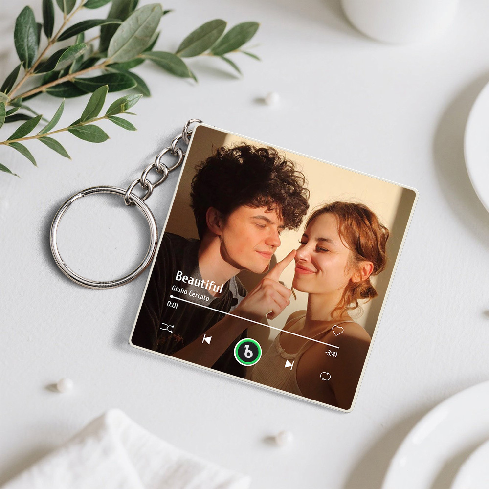 Personalized Photo Music Keychain Bluetooth Music Box Bag Charm That Plays Music Without Cell Phone Anniversary Gifts - CustWitUK