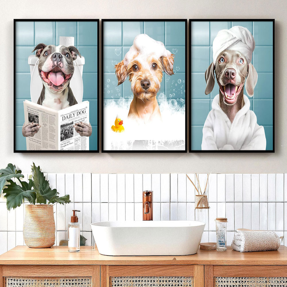 Custom Pet Portrait From Photo, Guestroom Wall Art, Funny Bathroom Art - CustWitUK