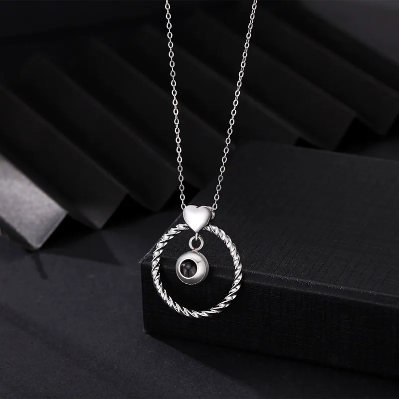 Custom Photo Projection Necklace Memorial Picture Jewelry Pet Family Photo Necklace Wedding Birthday Graduation Gift for Her - CustWitUK