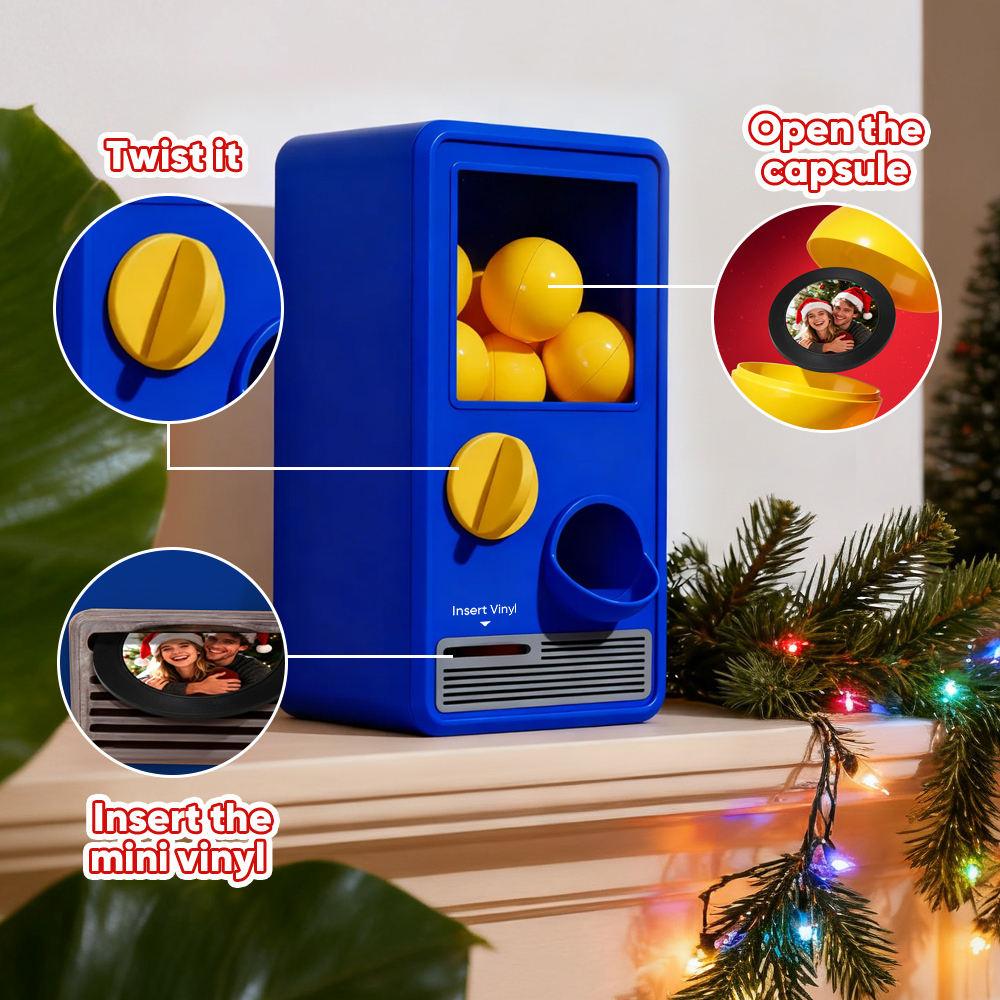 (Pre-Sale, Ships on 25/10) Personalized Music and Photo Music Gachapon Machine Custom Song Mini Record Box Retro Christmas Gifts for Her