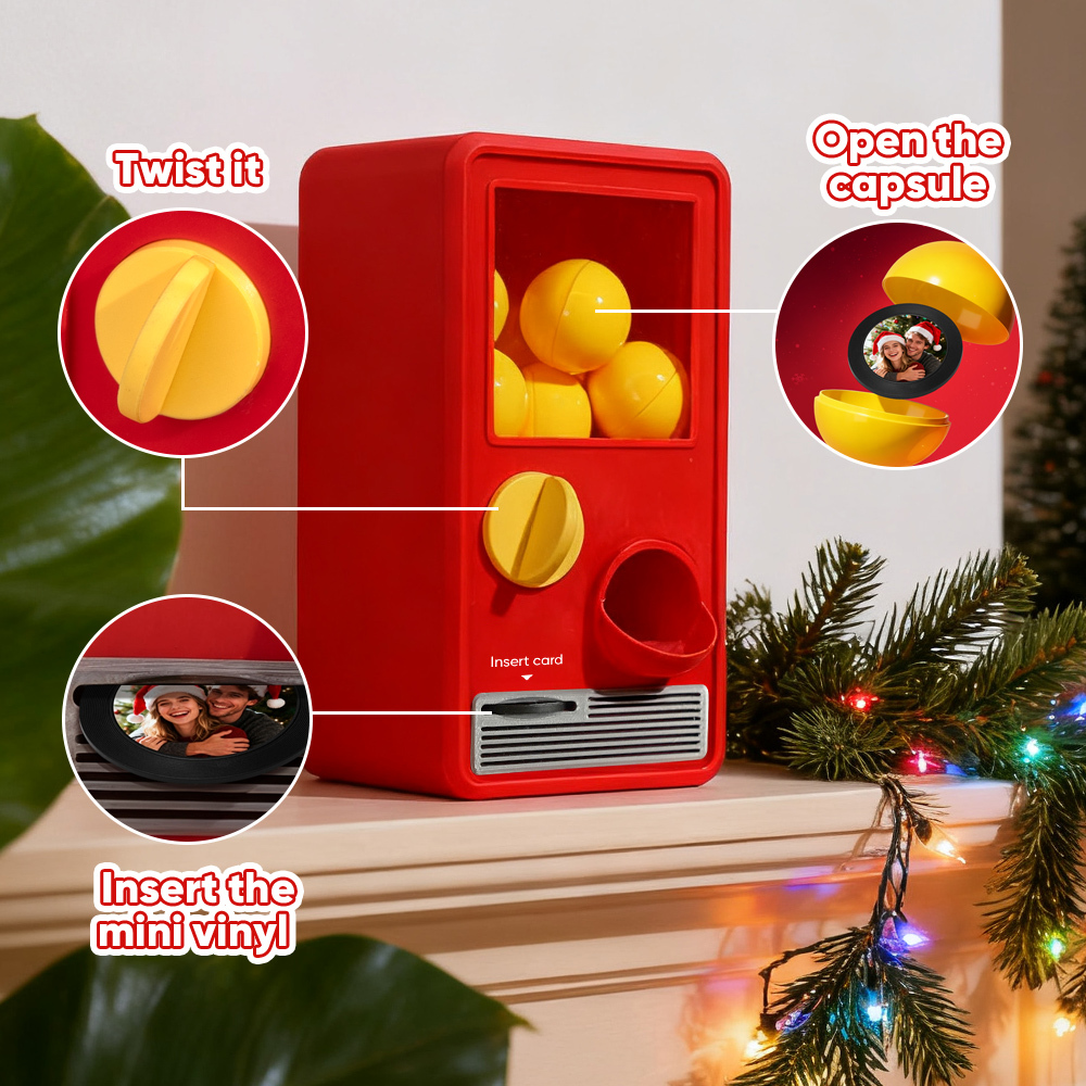 (Pre-Sale, Ships on 25/10) Personalized Music and Photo Music Gachapon Machine Custom Song Mini Record Box Retro Christmas Gifts for Her