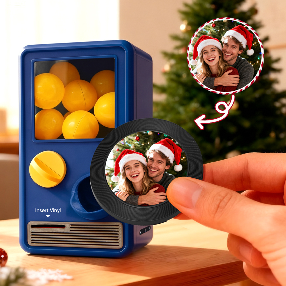 (Pre-Sale, Ships on 25/10) Personalized Music and Photo Music Gachapon Machine Custom Song Mini Record Box Retro Christmas Gifts for Her