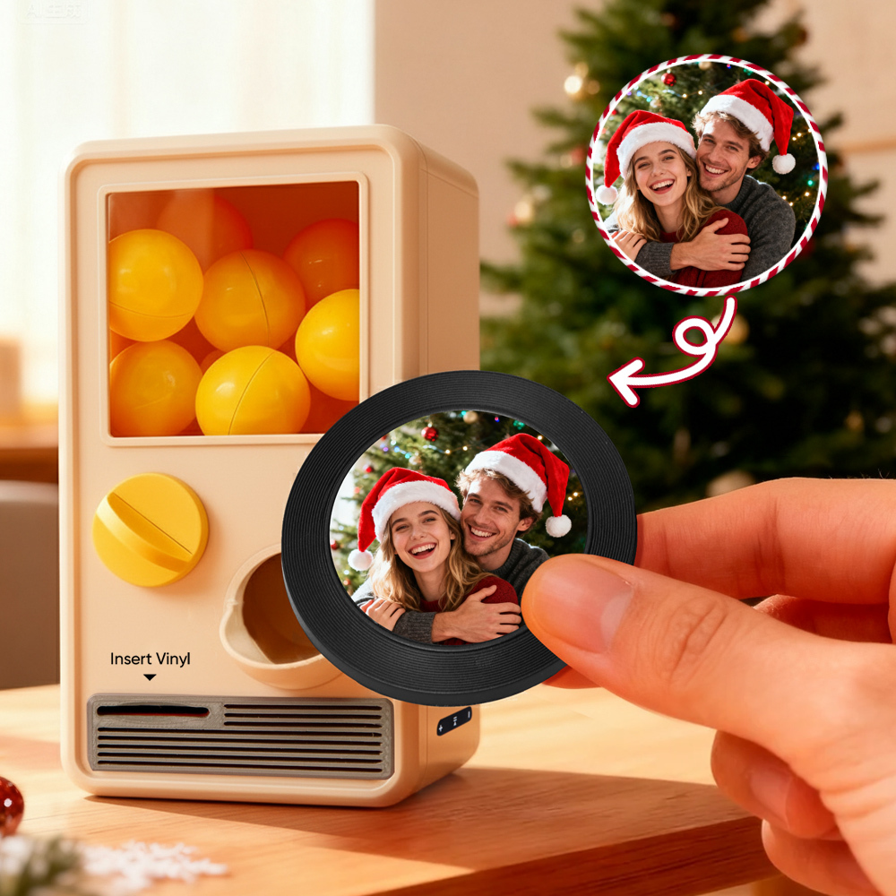 (Pre-Sale, Ships on 25/10) Personalized Music and Photo Music Gachapon Machine Custom Song Mini Record Box Retro Christmas Gifts for Her