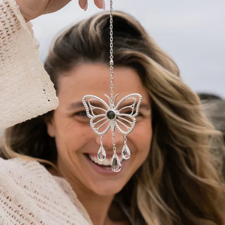 Personalized Butterfly Photo Sun Catcher Projection Ornament Car Decor - CustWitUK