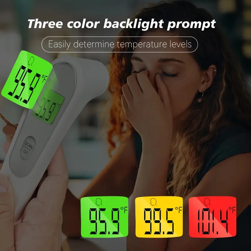 3 in 1 digital touchless forehead thermometer three color backlight   large screen display automatic shutdowm temperatuer   infrared digital thermometer for healthmonitoring non contact Product details 3