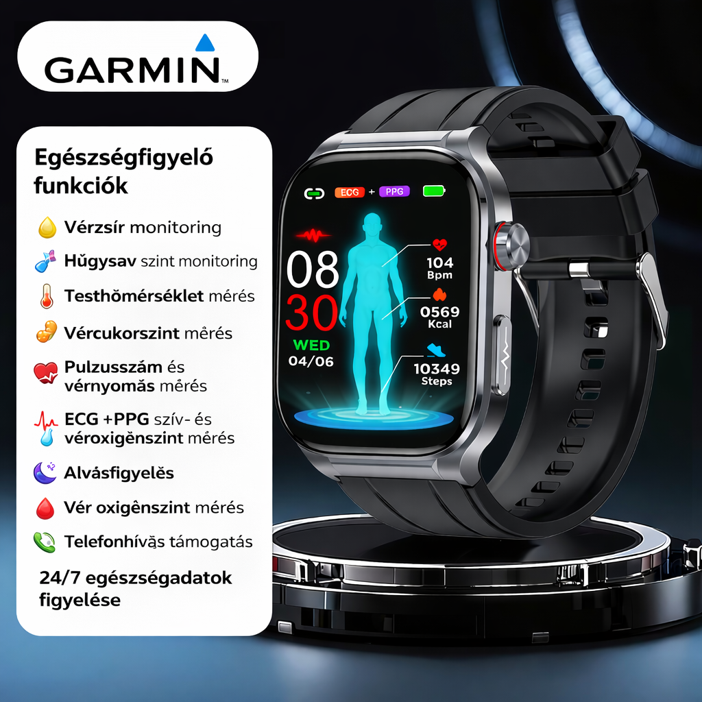 Okos egészségügyi óra – non-invazív vércukorszint-mérés, EKG-elemzés és teljes vízállóság