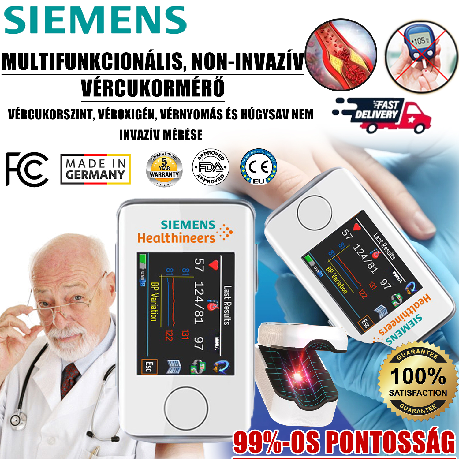 🎁50%-os árcsökkentés🎁 Siemens multifunkcionális non-invazív vércukormérő, multifunkcionális egészségvédelem