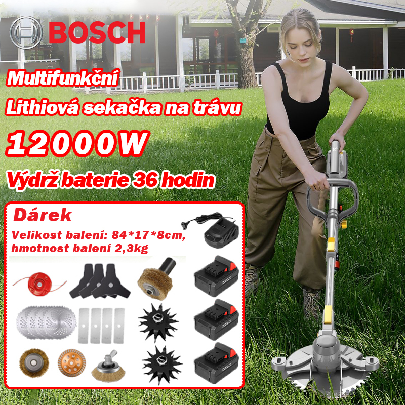 Lithiová akumulátorová sekačka Bosch 12000W, rychle odstraňuje plevel