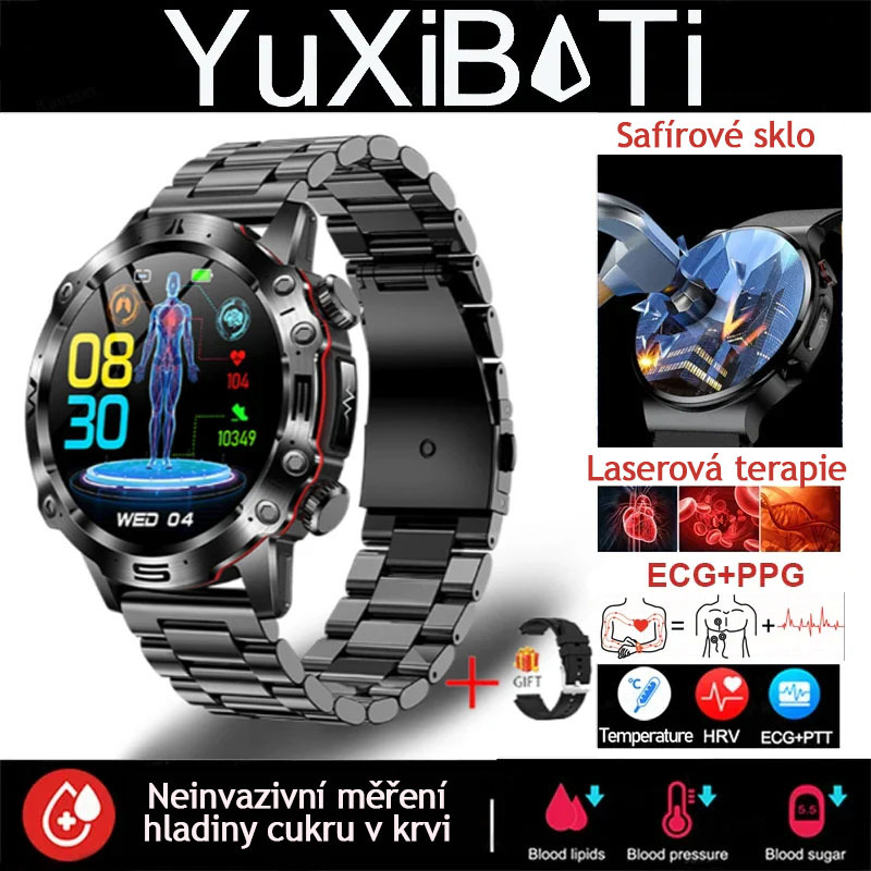 CHYTRÉ HODINKY S AI MEDICÁNSKOU DIAGNOSTIKOU - 2025 NOVÉ HODINKY S MĚŘENÍM KREVNÍCH LIPIDŮ, KYSELINY MOČOVÉ, HLADINY GLUKÓZY V KRVI - EKG+PPG, FITNESS TRACKER