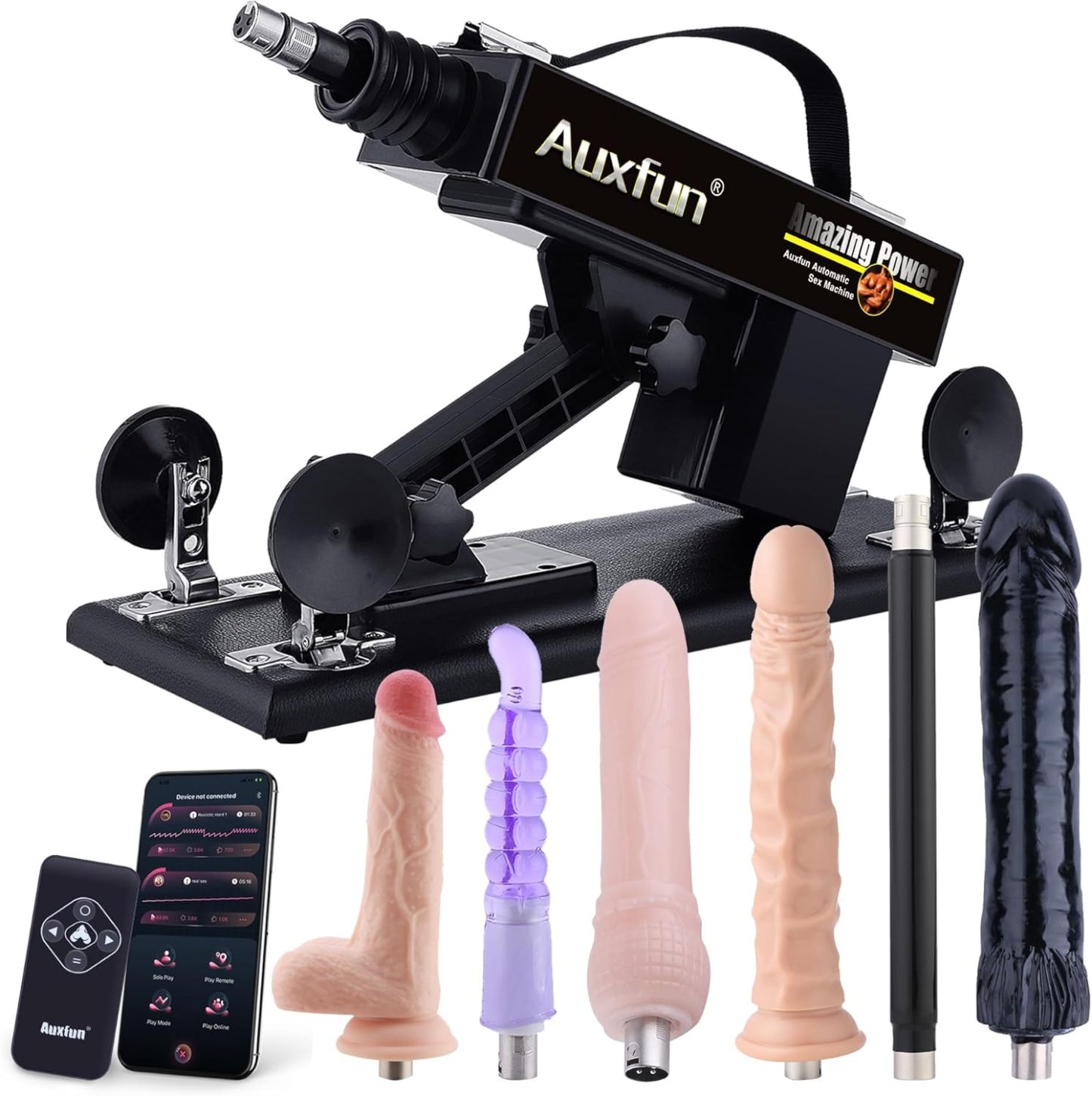 AUXFUN Sex stroj Automatický milovací stroj s dálkovým ovládáním a stupňovaným dildem, strkací stroj s 3XLR konektorem a aplikací Sexuální hračky Hands-free