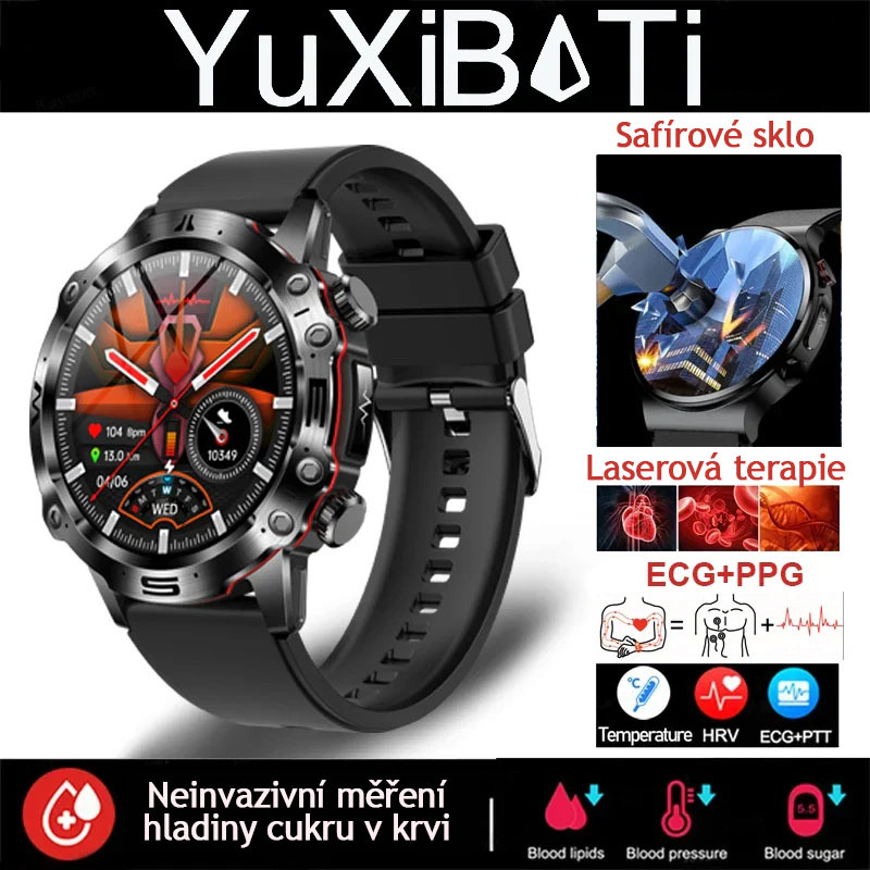 CHYTRÉ HODINKY S AI MEDICÁNSKOU DIAGNOSTIKOU - 2025 NOVÉ HODINKY S MĚŘENÍM KREVNÍCH LIPIDŮ, KYSELINY MOČOVÉ, HLADINY GLUKÓZY V KRVI - EKG+PPG, FITNESS TRACKER