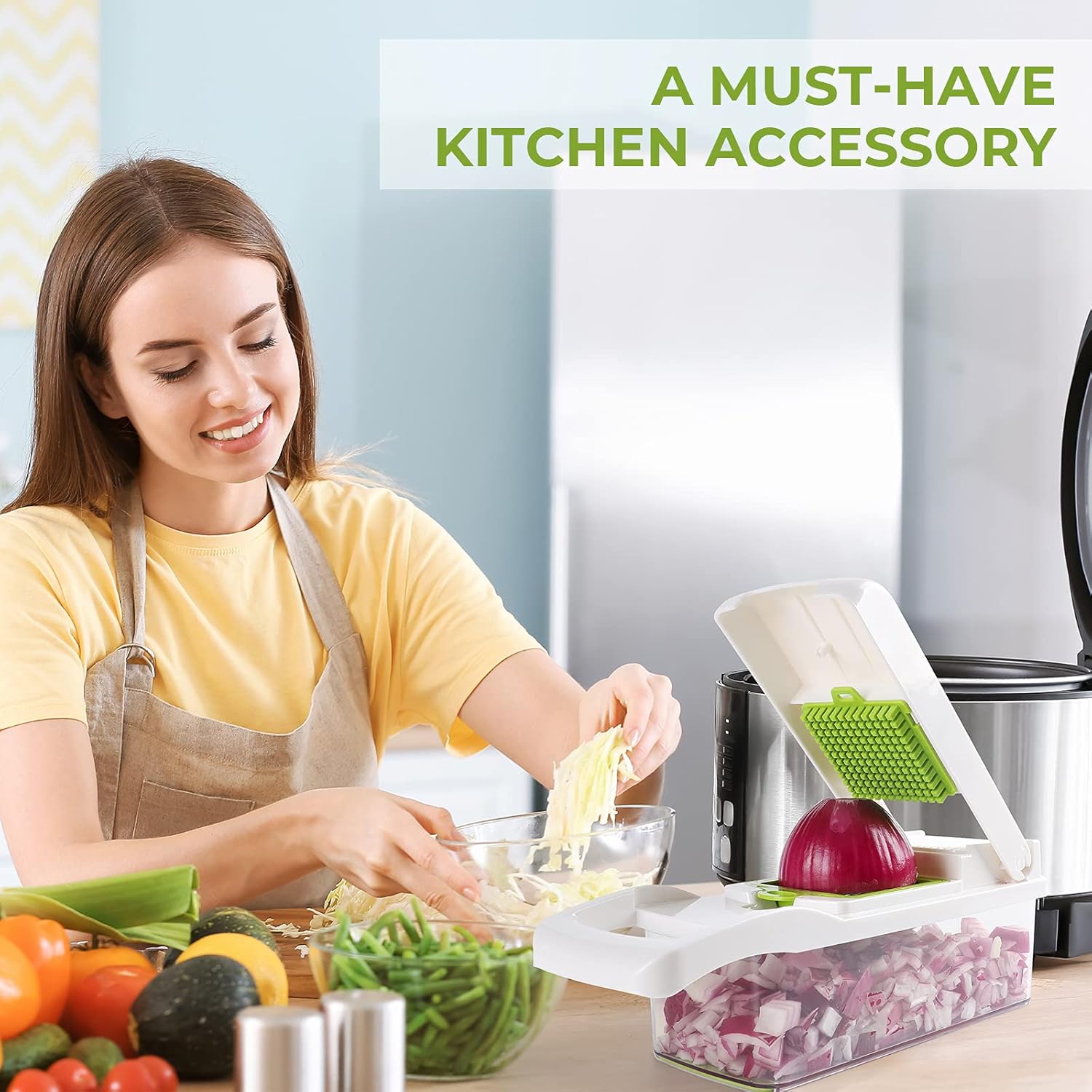 🥗Kráječ zeleniny – Multifunkční 15v1 profesionální kuchyňský kráječ – sekáček, kráječ, kráječ vajec