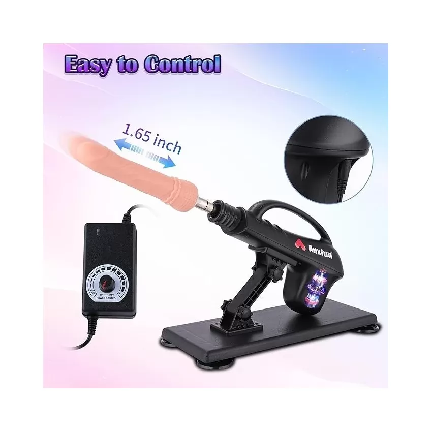 Auxfun Sada sexuálních strojů pro páry, zasouvací dildo, sexuální hračka, zasouvací sexuální stroj s rozhraním 3XLR a aplikací – obsahuje realistické dildo a mužský masturbační náustek.