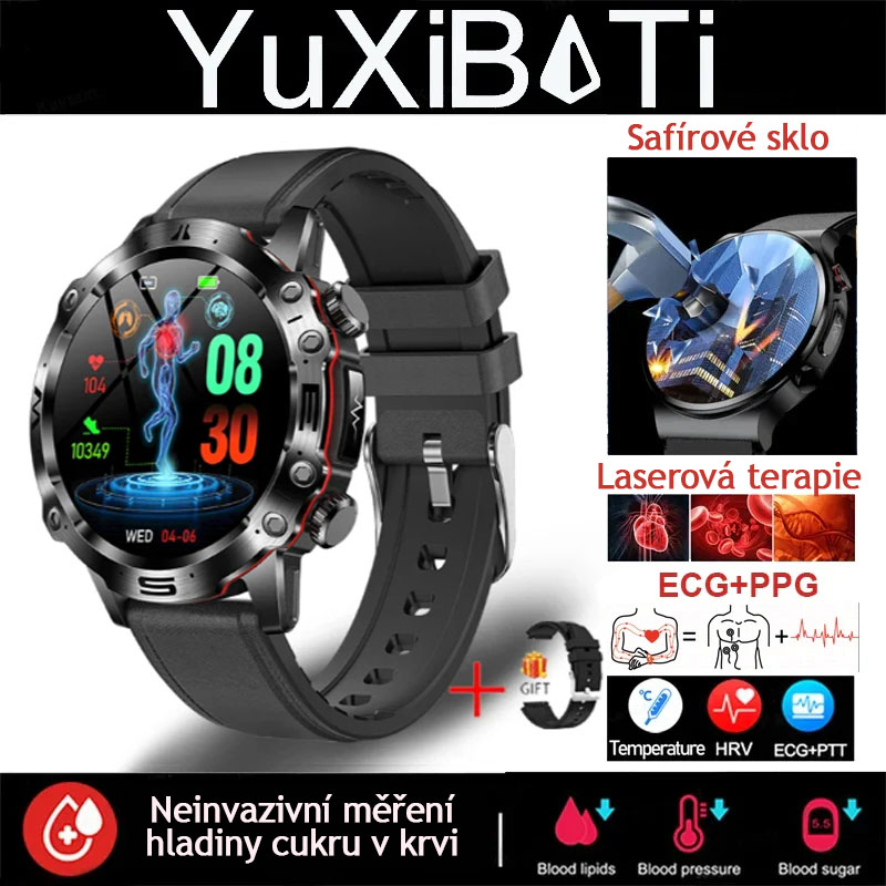CHYTRÉ HODINKY S AI MEDICÁNSKOU DIAGNOSTIKOU - 2025 NOVÉ HODINKY S MĚŘENÍM KREVNÍCH LIPIDŮ, KYSELINY MOČOVÉ, HLADINY GLUKÓZY V KRVI - EKG+PPG, FITNESS TRACKER