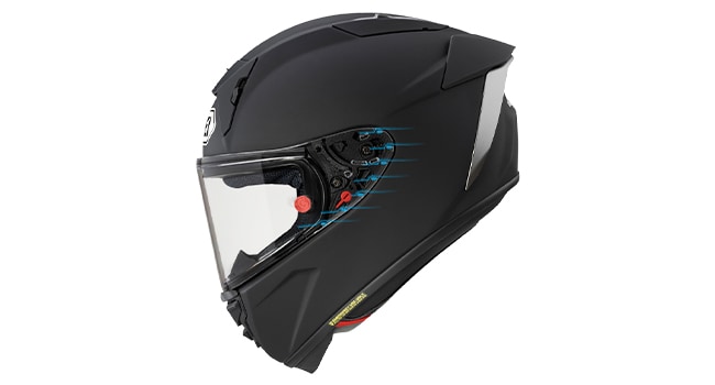 Syst&eacute;m &scaron;t&iacute;tu a z&aacute;kladn&iacute; desky pro helmu SHOEI X-Fifteen